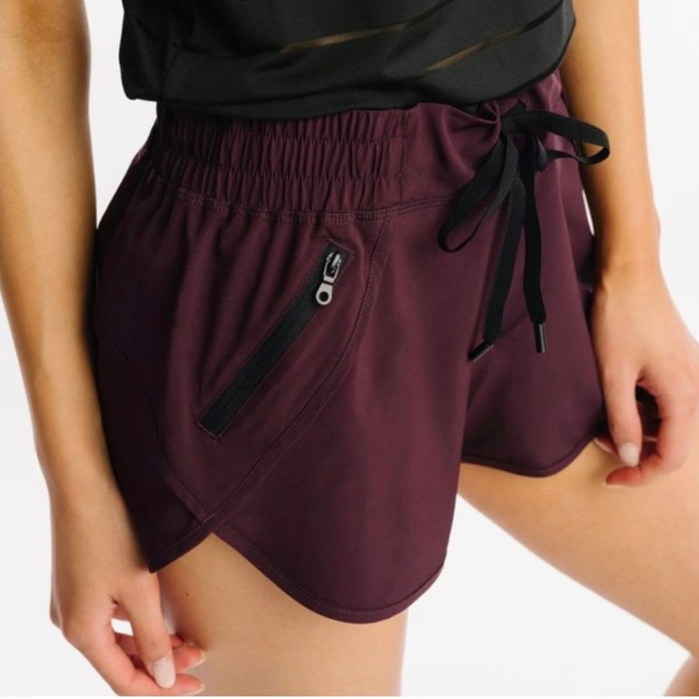 Zyia Plum Fierce Zipper Pocket Shorts